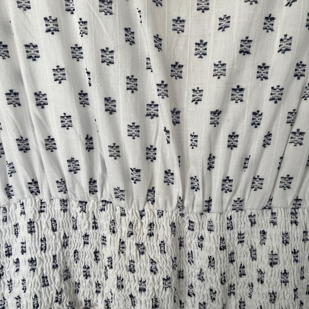 Anthropologie White Maxi Dress with Blue Motif - Picture 3 of 5